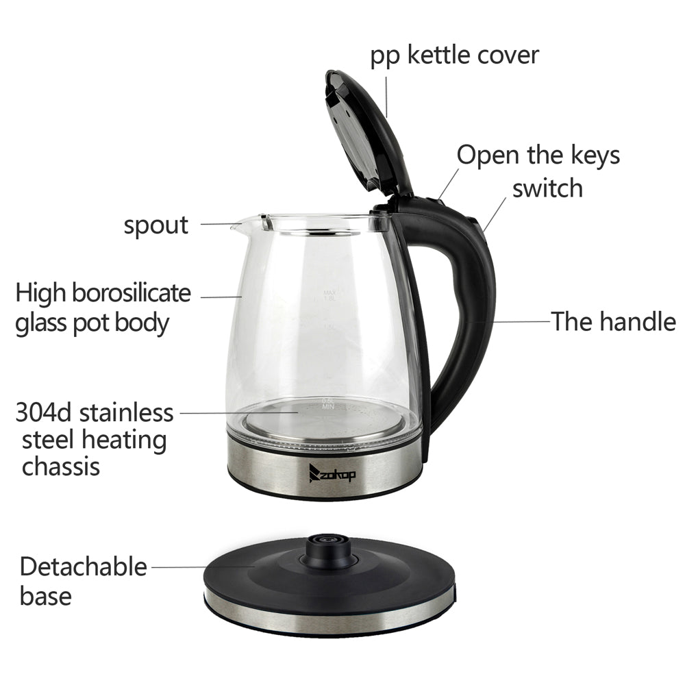 1.8L Electric Glass Kettle UK  Model HD-1861-A 220V 2000W